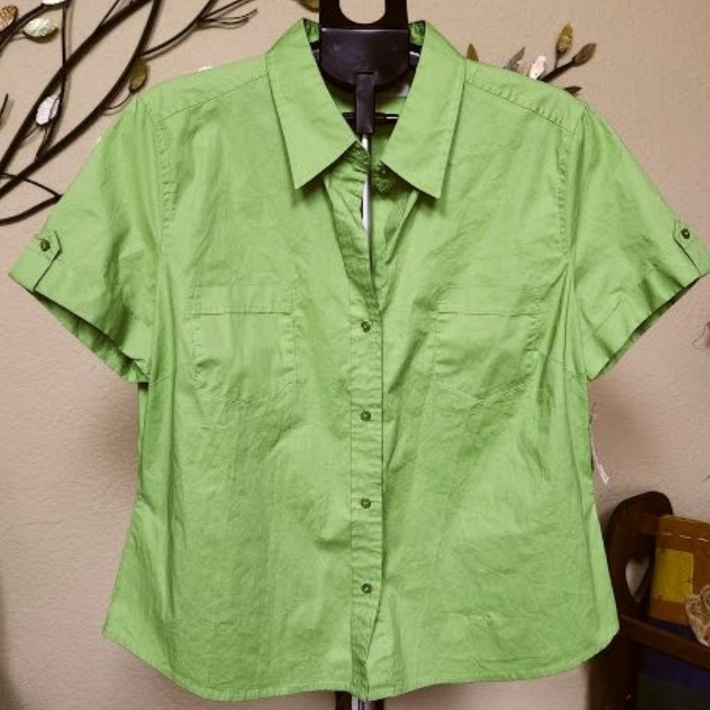 NWT St Johns Bay stretch button down shirt sz XL